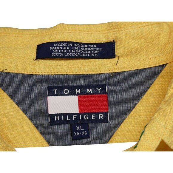 Tommy Hilfiger‎ Mens Long Sleeve Button Up Shirt XL Beige Stripe Linen Blend - Picture 4 of 10